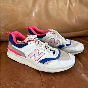 New Balance 997H Men Size 12 White Pink Navy Sneakers Casual Athleisure Sporty